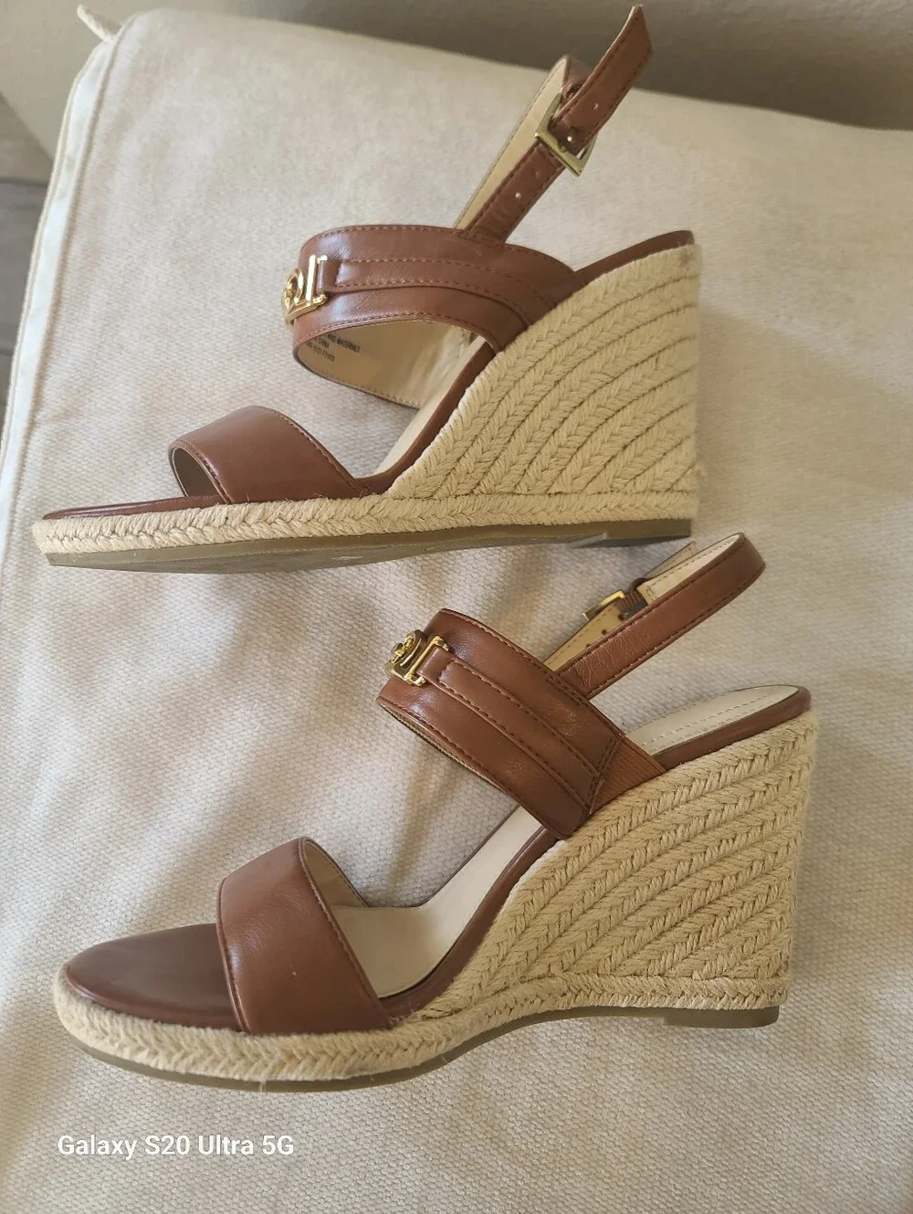 Liz Clairborne Alton Espadrille Wedge Sandals with Gold Accent - Women Size 6.5